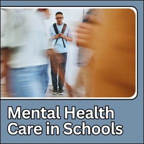 Mental Health Care in Schools. A blurry image of a child wearing a backpack. 
										